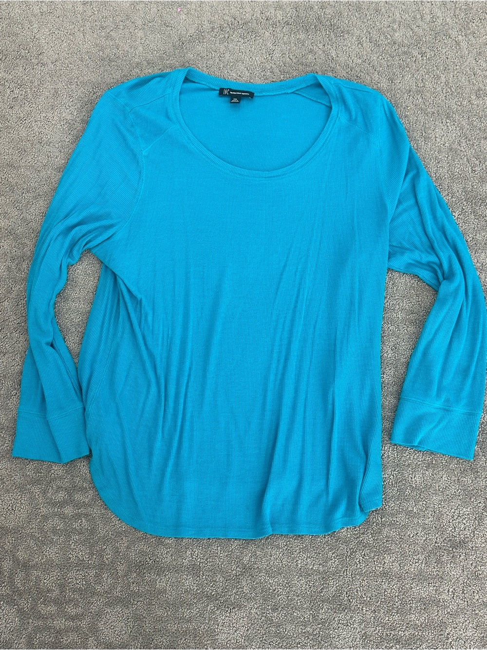 Women’s XXL vibrant teal long sleeve ribbed top by INC
